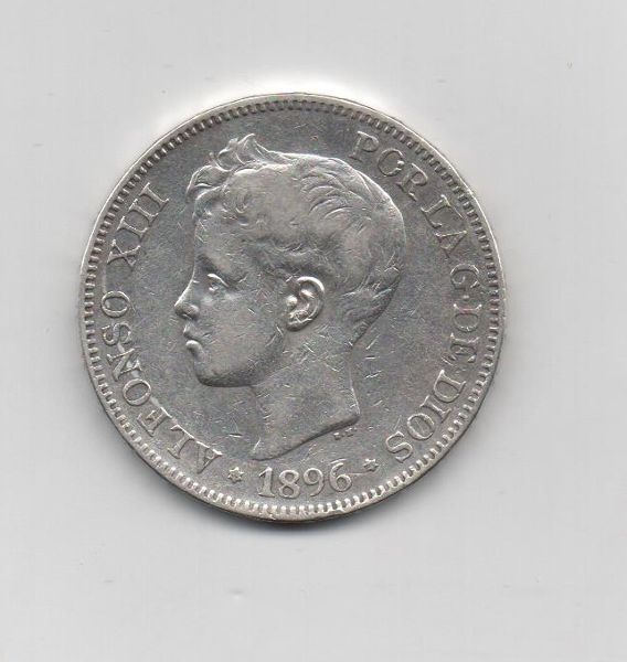 ALFONSO XIII DEL AÑO 1896* 96 DE 5 PESETAS